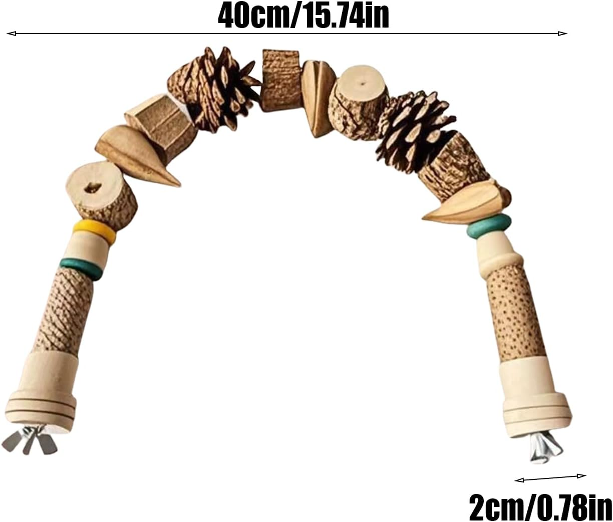 Bird Toys for Parrots, Bird Cage Toys Chewing Games, Wooden Pine Cone String, Natural Landscape Decor for Conure, Cockatiel, Macaws, Finches, Cockatoos - A image number 6