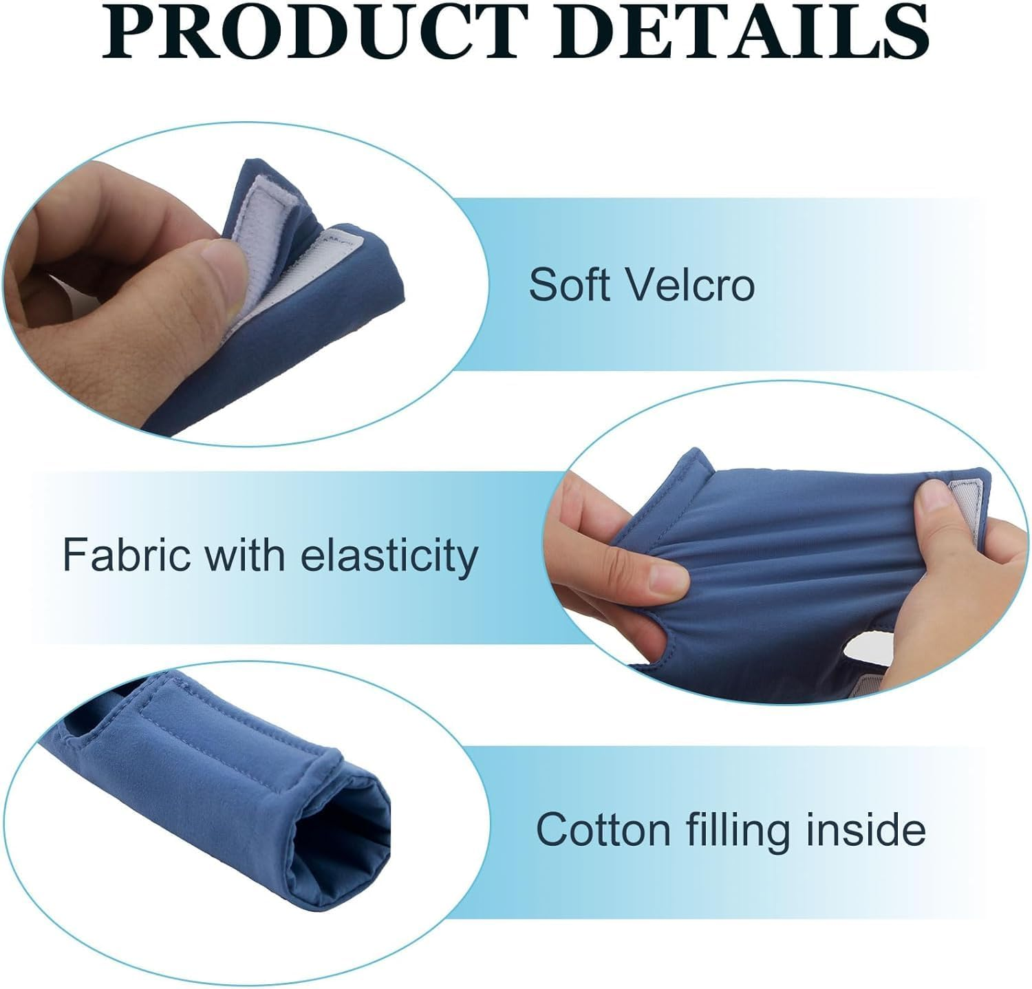 AGDGV 3 Pack Satin C P a P Strap Covers & Frame Covers - Universal Fit for Dreamwear, Resmed Airfit Headgear - Soft Breathable Hair Saver, Face Cushion Pads to Reduce Red Marks & Skin Irritation(Blue) image number 6