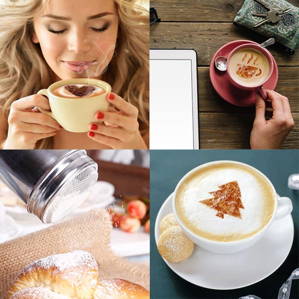 Powder Sugar Shaker Duster,2Pcs Stainless Steel Chocolate Dusters,Stainless Fine Mesh Shaker,Mesh Cans,Stainless Shaker,Coffee Cocoa Cinnamon with Lid