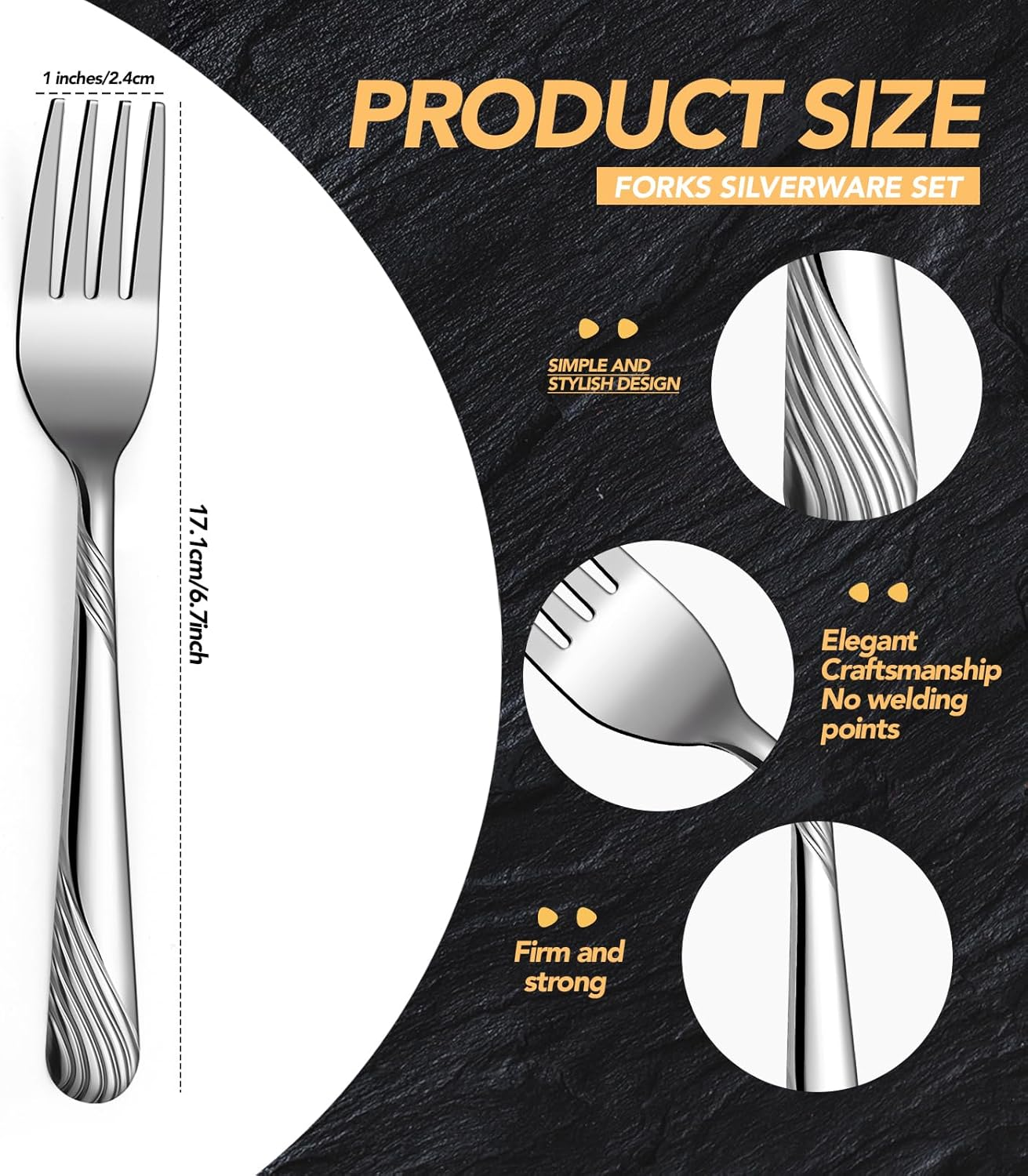 Yiyiring 50 Pieces Stainless Steel Forks Silverware Set 6.7 Inches Dinner Flatware Salad Forks Bulk Mirror Polished, Dishwasher Safe, Use for Home, Kitchen and Restaurant image number 3