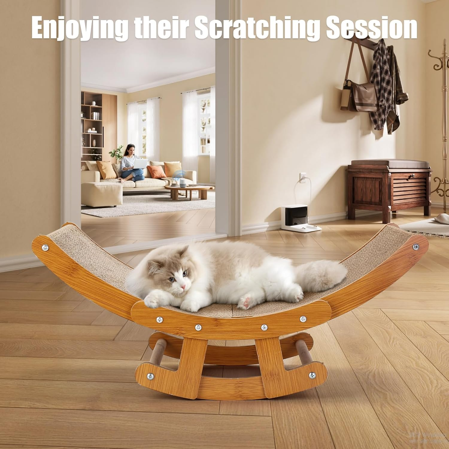 Cat Scratcher for Indoor Cats,2-In-1 Cardboard Cat House,Cardboard Cat Scratcher,Cat Scratching Pad Lounge Bed for Small Medium Large Cat image number 3