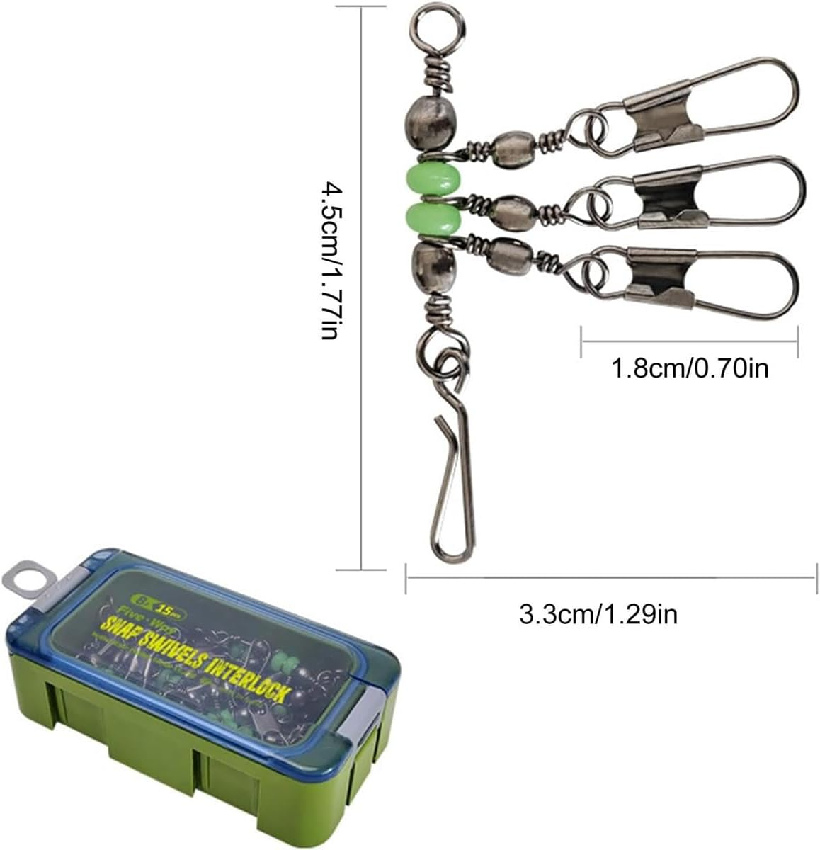 AIMALL 15PCS Wooden Shrimp Rig Swivel - Luminous Bead Turnaround Pin, 360&deg; Rotation, Moisture Resistant, PP Material Fishing Accessories image number 6