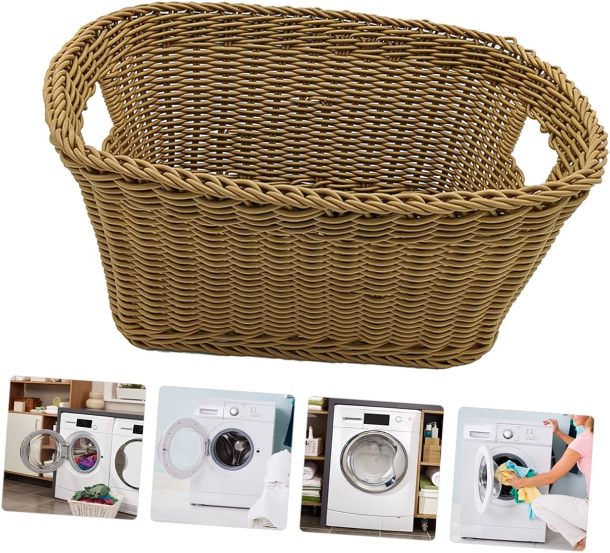 JECOMPRIS Rattan Wicker Laundry Basket 40 X 30 X 20 Storage Hamper Handle Multipurpose Decorative Basket for Clothes Bedroom