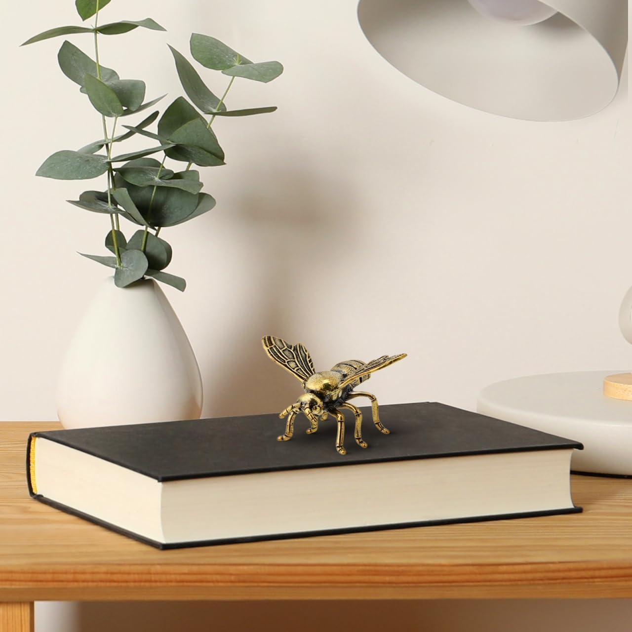 Brass Bee Adornment Small Bee Decor for Desktop Brass Craft Figurine with Flat Bottom for Stability Unique Home Decoration