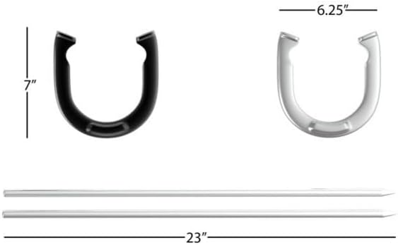 Trademark Global Racks/Futons Horseshoe Set- Full Outdoor Classic Horse Shoe Game Set with Easy to Carry Case, 4 Metal Shoes, 2 Poles for Adults and Kids 80-2760, Silver, Black, 1.25 X 27.00 X 9.25 Inches image number 1