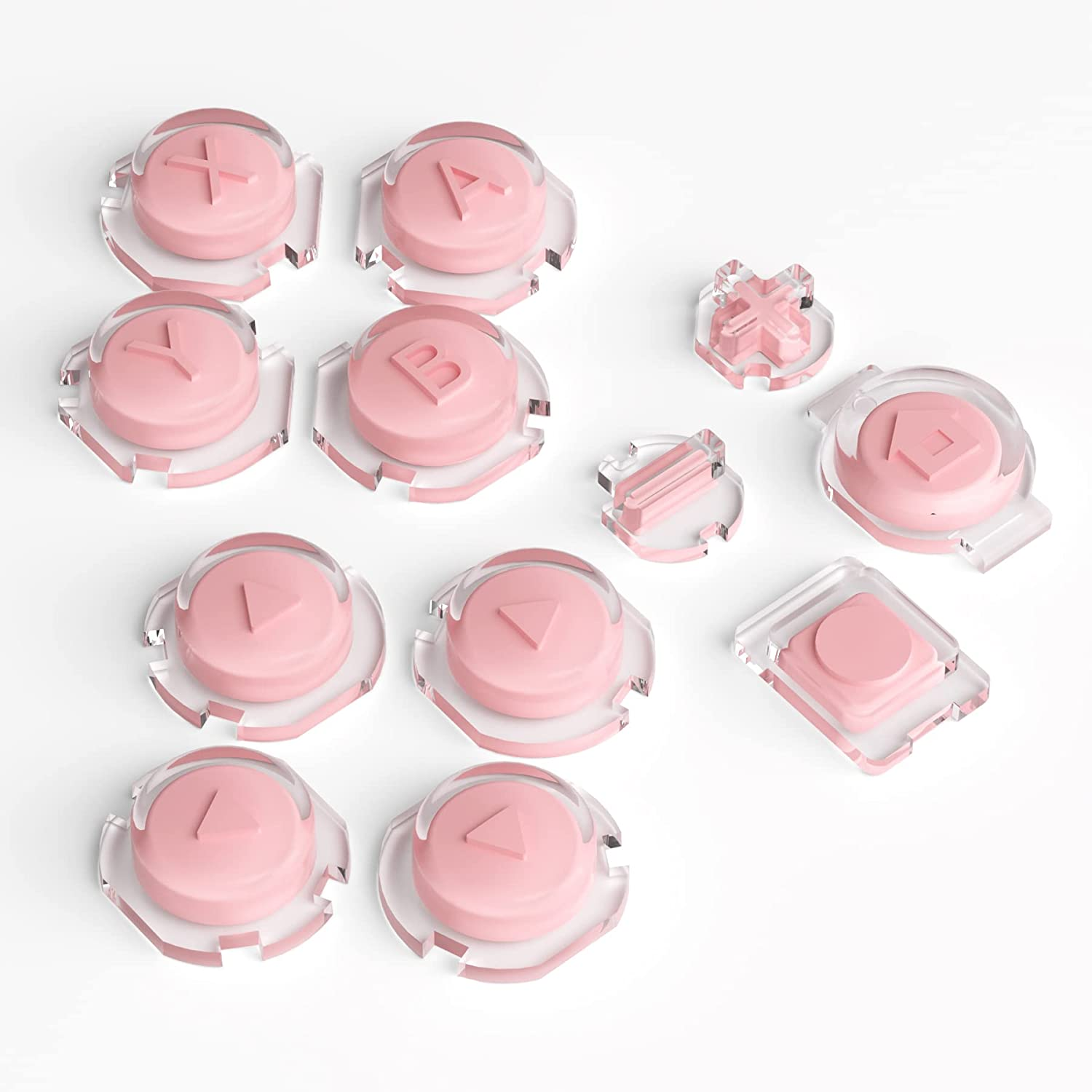 Extremerate Replacement Controller ABXY Direction Home Capture + - Jelly Buttons, Two-Tone Pale Red & Clear W/Symbols Action Face Keys for Nintendo Switch & Switch OLED Joy-Con - Joycon NOT Included - Blue Red image number 2