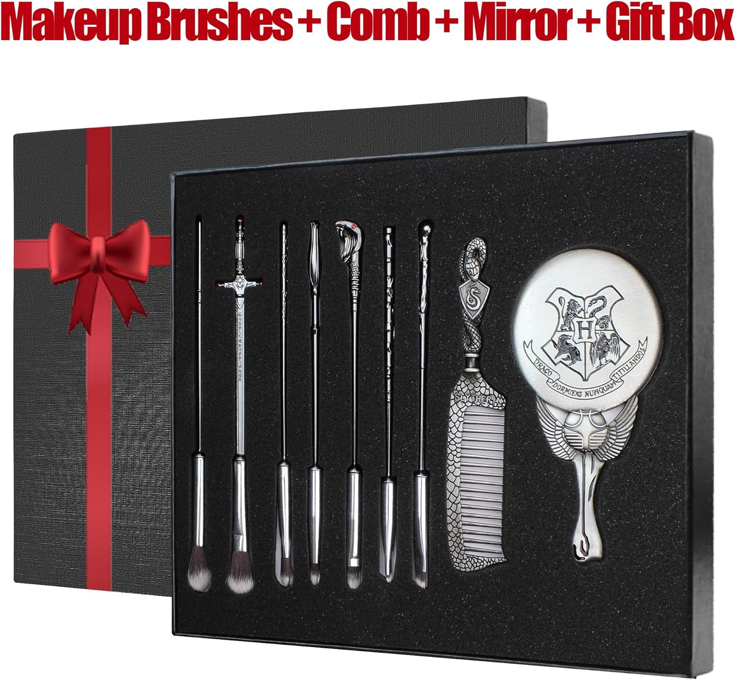 Pottter Makeup Brushes Harrry Gifts Comb Mirror with Gift Box for Eyeshadow Eyebrows Eyeliner Lips Concealer Contouring Highlighter Blending Wizard Wand Makeup Brushes Set image number 4