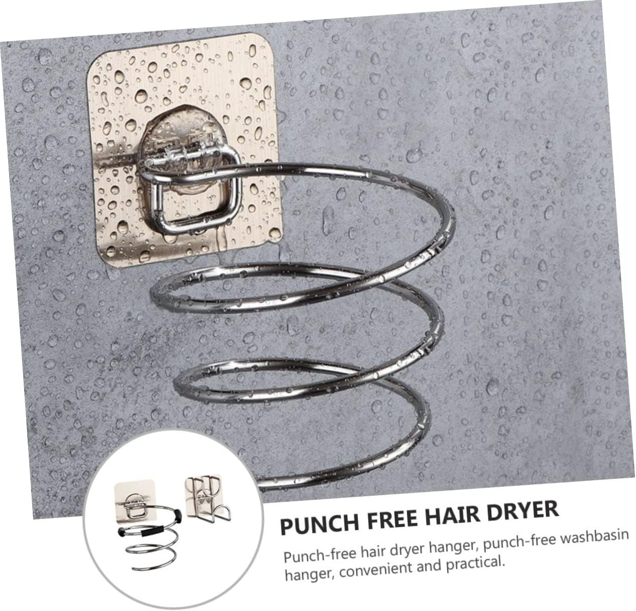 ERINGOGO No-Drilling Stainless Steel Hairdryer Rack Holder Wall-Mounted Hair Dryer Stand Space-Saving Washbasin Rack
