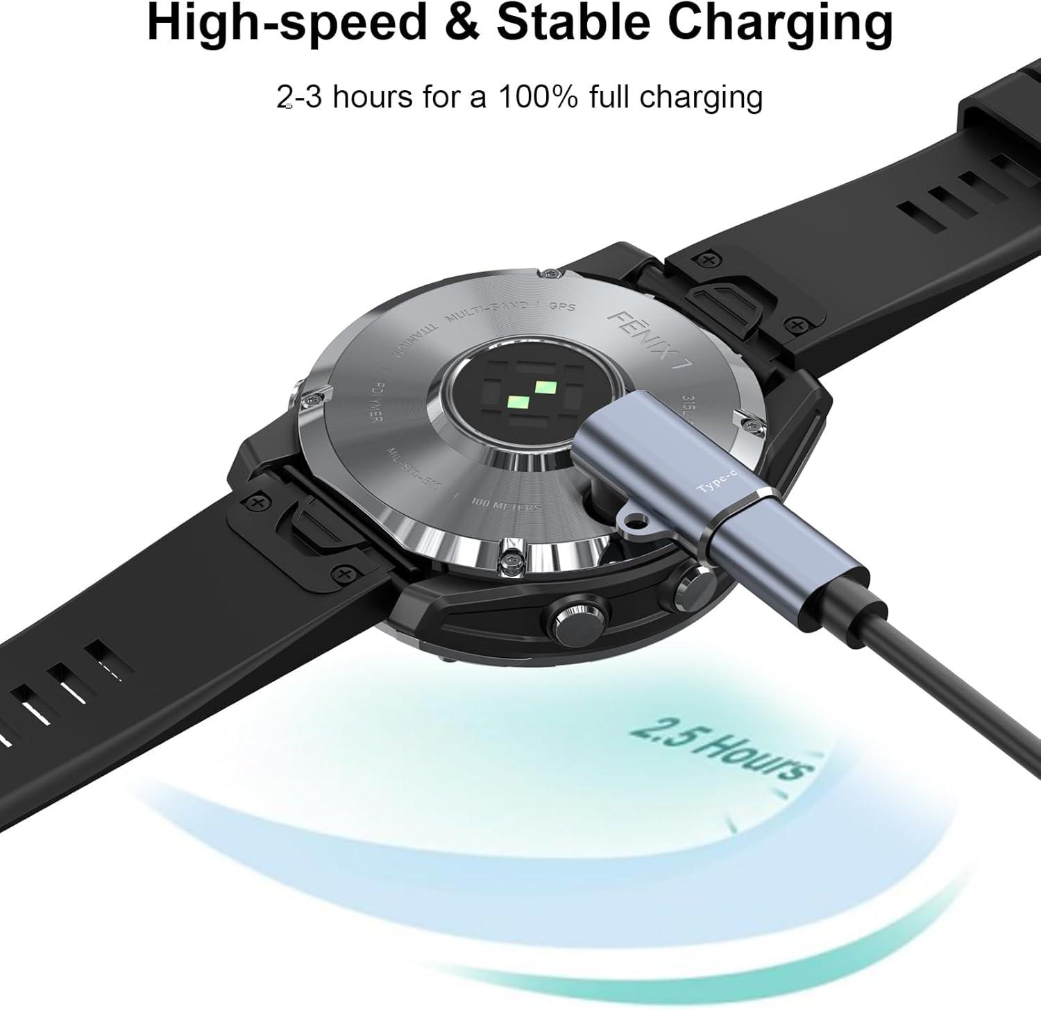 USB-C Watch Charger for Garmin Watch 4 Pack, USB C Garmin Charging Converter for Fenix 8 7 7S 7X 6 5 5S Plus/5 Plus/5X plus E Pro Solar (Space Gray, L Type+Straight Type)