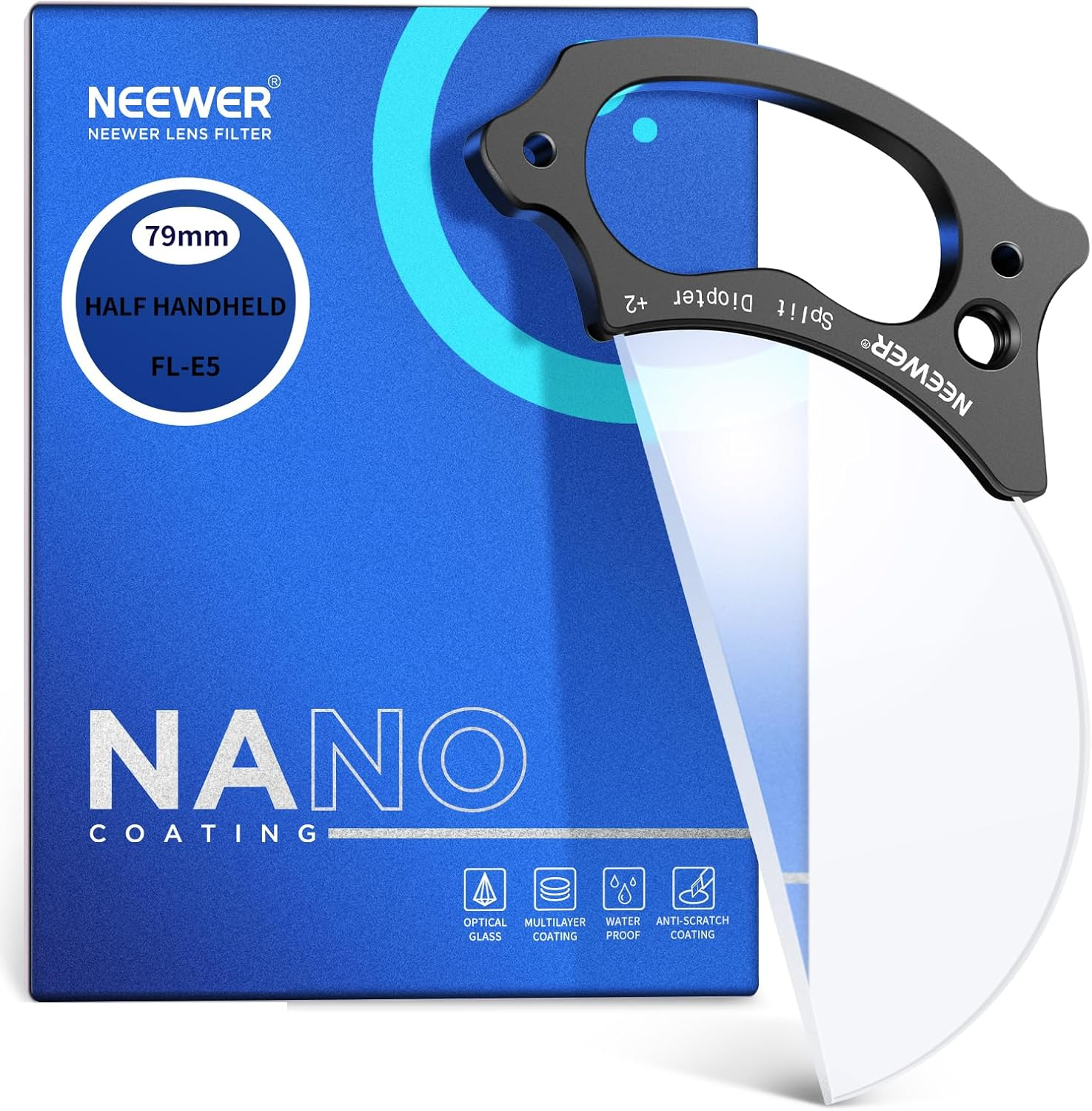 NEEWER 79Mm Split Diopter Effect Filter Half Domed Photography Prism Filter with Hand Grip, 1/4" Screw Hole for Magic Arm Small Tripod, BK9 Optical Crystal Glass Semicircular for Foreground Blur image number 4