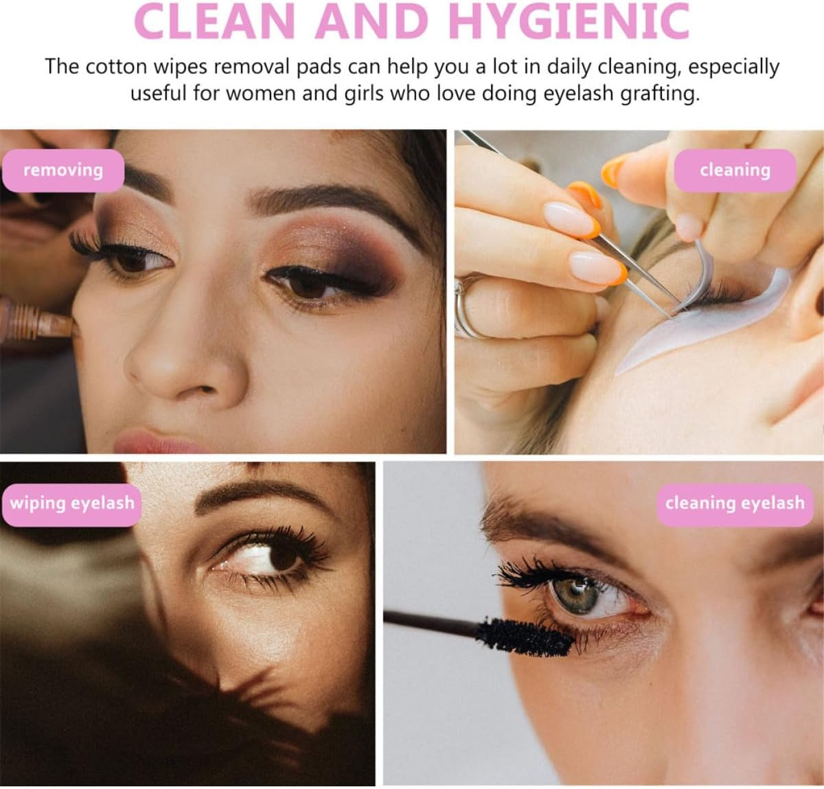 FIXOSHEE Eyelash Glue Wiper Cleaning Pads 200Pcs Bottle Wiping Cloths Disposable Salon Supply for Lash Extension and Nail Techs image number 5