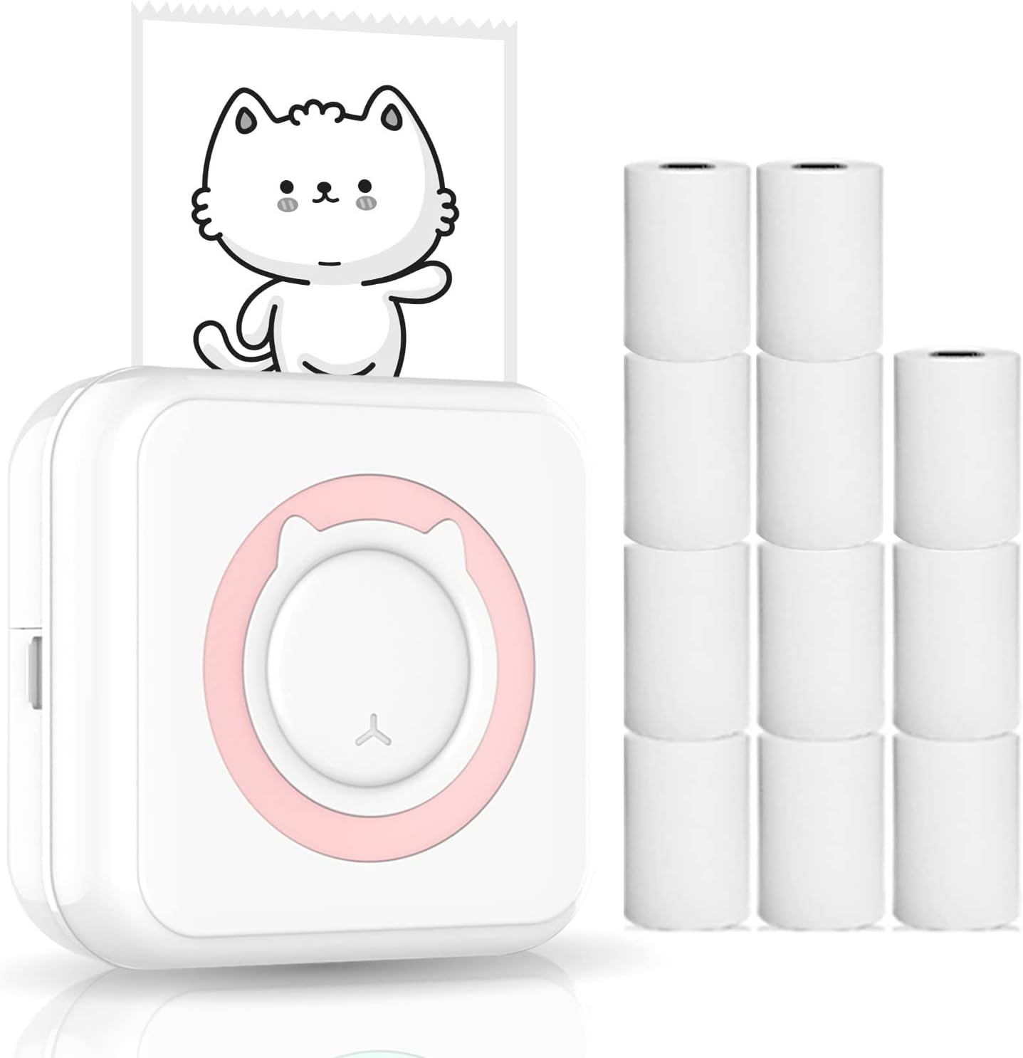 Domary All-In-One Photo Printer Multifunction Portable Printer Wireless Instant Mini Printer Support BT Connection for Smartphone with 11 Paper Rolls 57Mm Compatible with Ios Android