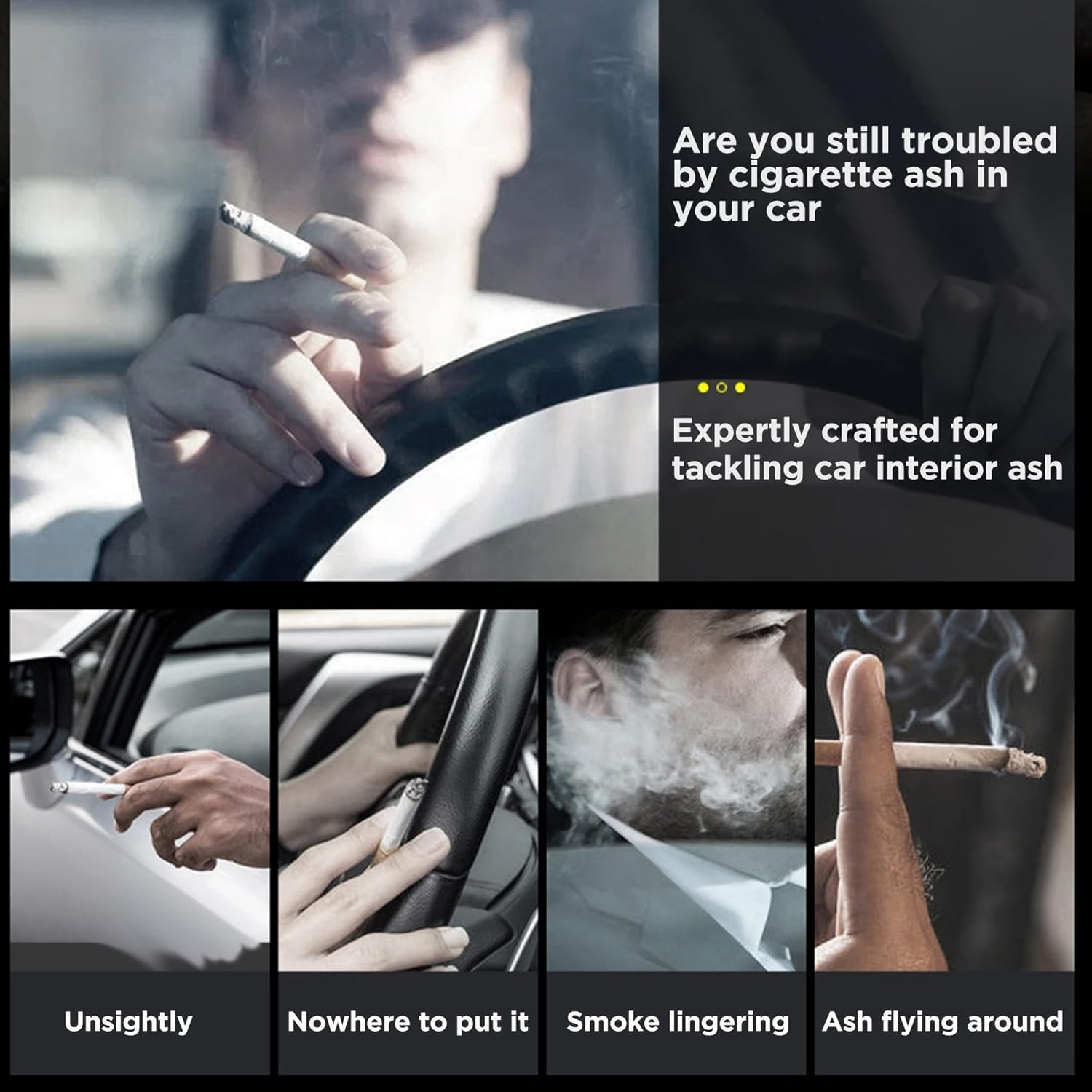 Multi Function Universal Car Ashtray Smokeless LED Light Ashtray Car Cup Ashtray Portable Smell Proof Accessories for Smokers image number 4