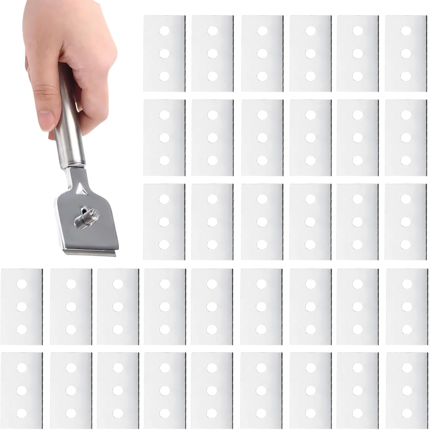 Pack of 36 Ceramic Hob Scraper Blades, Hob Scraper, Ceramic Hob Scraper, Double Sided Stainless Steel Scraper, Cooker Glass Scraper, Glass Kitchen Stove Scraper, Polish Cleaner Tool, Cleaning image number 3