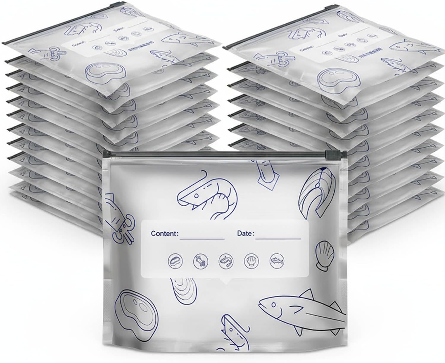 Pack of 30 Reusable Storage Bags, Airtight Cooler Bags, Aluminium Preservation Bags, with Zipper, for Storing Biscuits, Sweets, Fruits, Vegetables and Meat image number 2