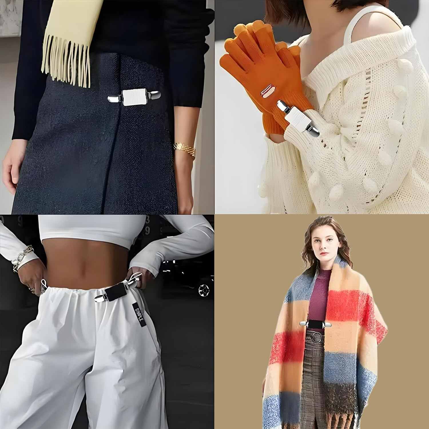 MYTOAU 4PCS Cinch Clip,Sweater Collar Clips Cardigan Vintage Collar Shawl Clips Dress Clips Dress Shirt Brooch Clips Pant Waist Tightener Travel Hat Clips Sweater Clipsfor Women Girl Decor