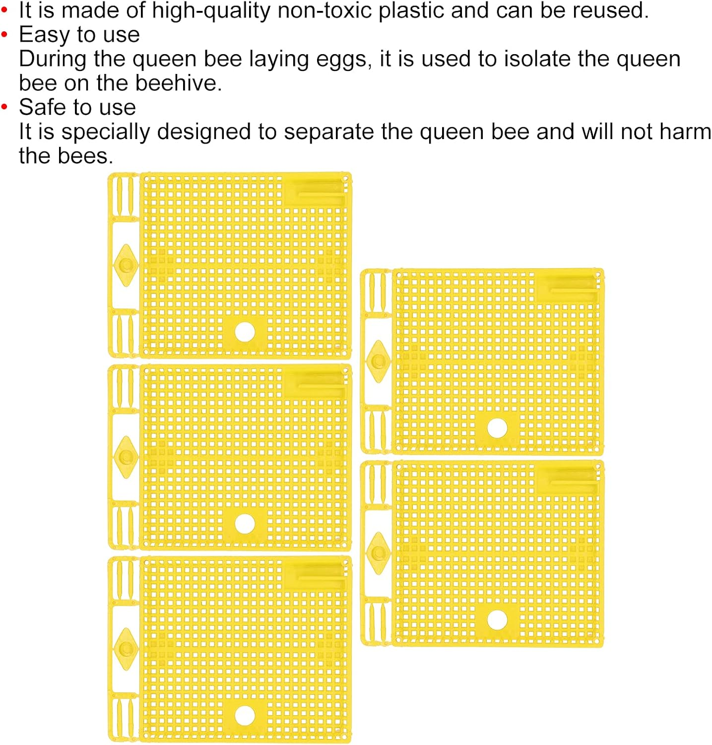 Queen Bee Cage 5 Pack Reusable Plastic Queen Isolator Beekeeping Tool Set for Hive Management Bee Colony Control and Queen Introduction Beekeeping Equipment (Yellow) - Green image number 5