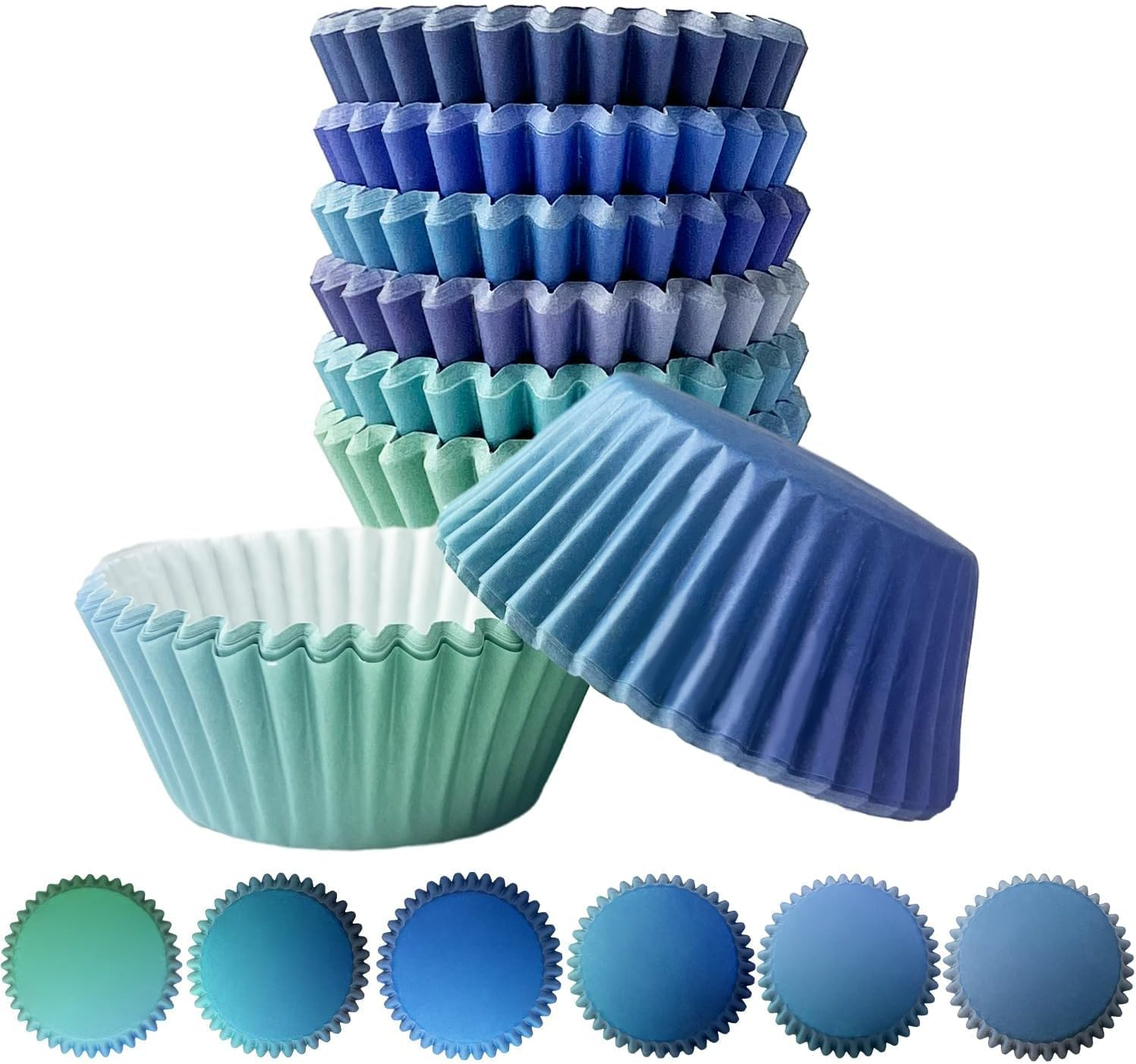 Qiqee Standard Cupcake Liners - 300 Count, Blue Gradient, Disposable, Everyday Baking image number 3