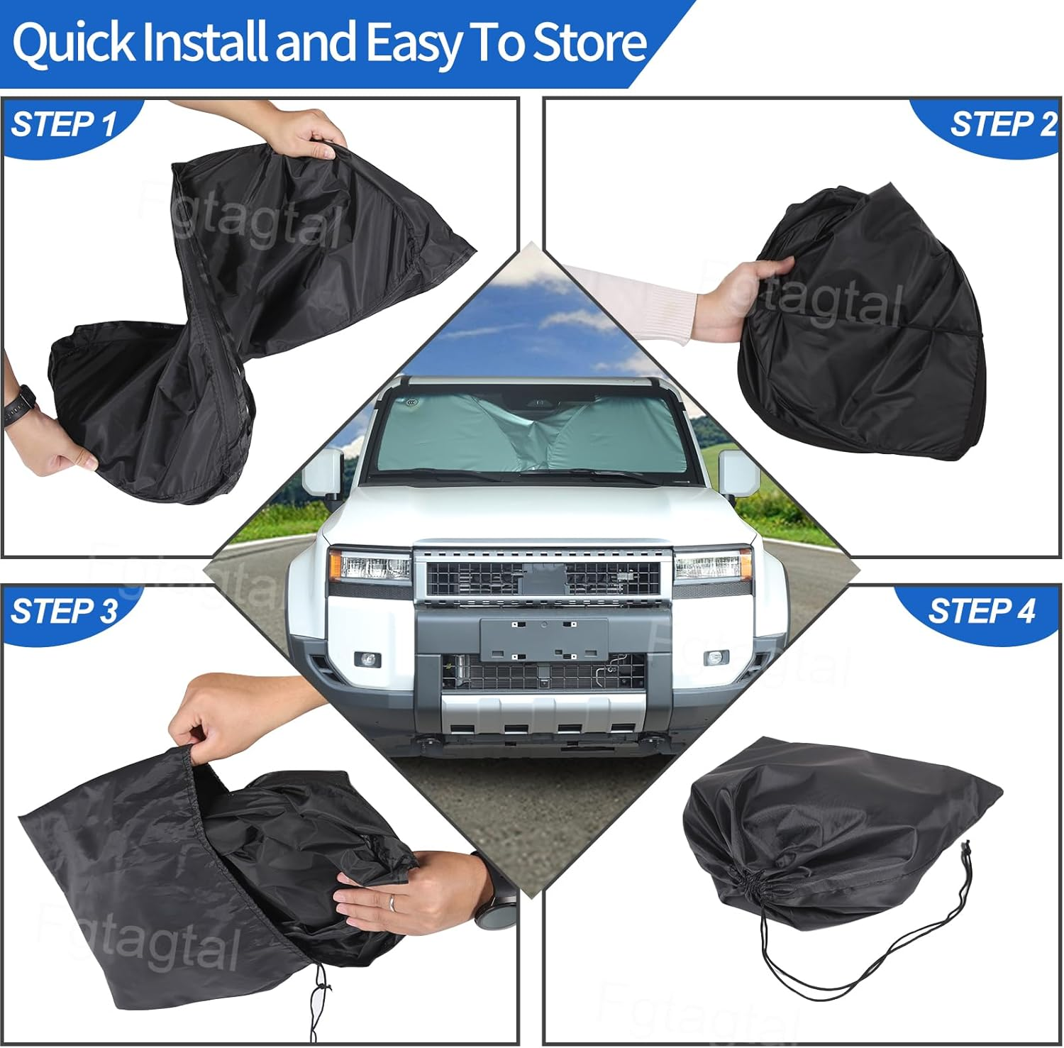 Windshield Sunshade Fit for Toyota Land Cruiser 250 Prado J250 LC250 2024+, Folding Car Sun Shade for Front Window, Auto Sun Protection Visors Blocks UV Rays and Keeps Vehicle Cool(Silver) - Silver image number 2