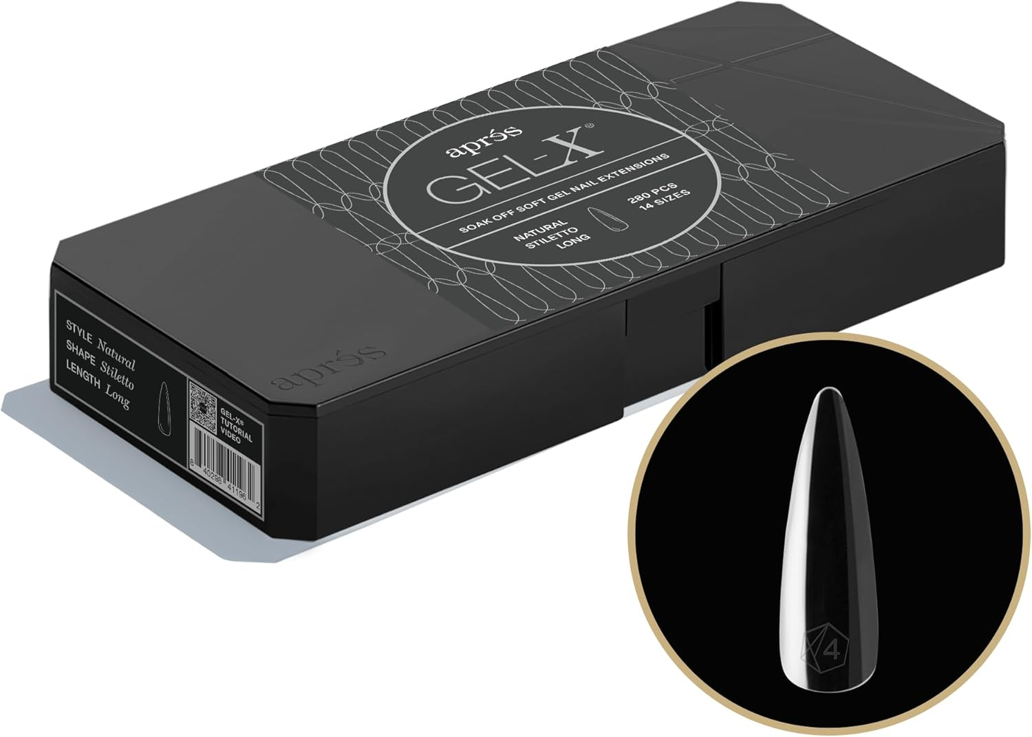 Apres Gel-X&reg; Stiletto Box of Nail Tips | 280 Gel-X Tips, Soft Tips, 14 Sizes 00-9 | Half-Sizes Included (Natural Stiletto Long, 280 Count) image number 4