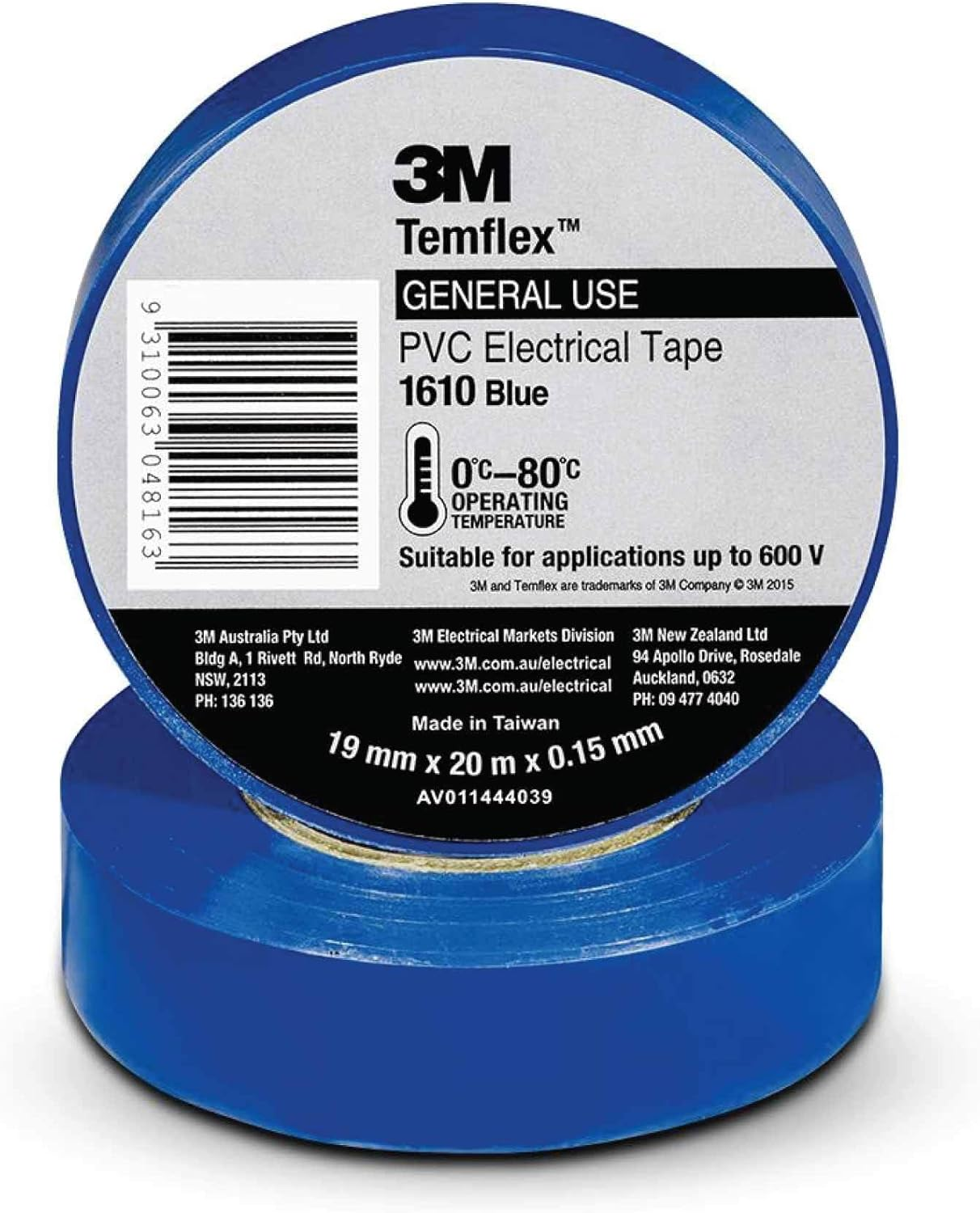 3M Temflex Electrical Tape 19 Mm X 20 Meter Size, Black image number 2