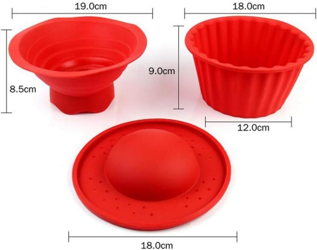 Giant Cupcake Molds,Dishwasher Safe Big Top Silicone Cupcake Molds,Non-Stick Jumbo Caupcake Bake Sets for Easy Cake Decorating and DIY Bake Tools(3 Pack) (Red) image number 1