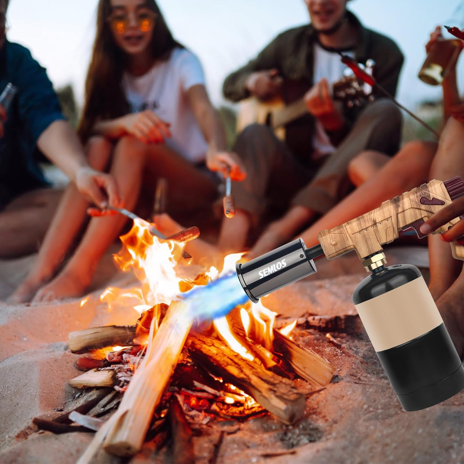 Semlos Propane Torch - Kitchen Torch - Powerful Grill Gun - Charcoal Lighter - Campfire Starter - Sous Vide - Chef Blow Torch for Searing Steak & Creme Brulee & Bbq(Propane Tank Not Included) image number 6