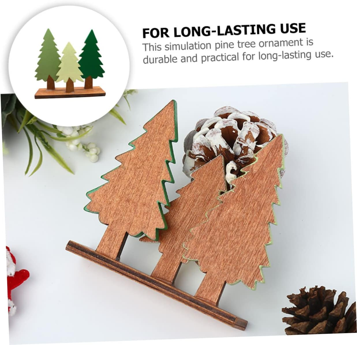 1Pc Adorable Wooden Christmas Pine Decor for Home Desktop Holiday Decoration Material Vibrant Colors for Room Office Garden and Festive Celebrations image number 2