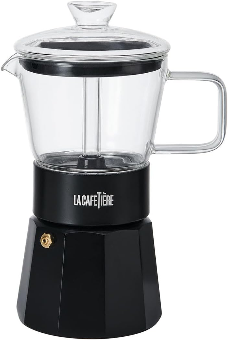 La Cafeti&egrave;re Verona Glass Espresso Maker, Red, 6 Cup, Gift Boxed