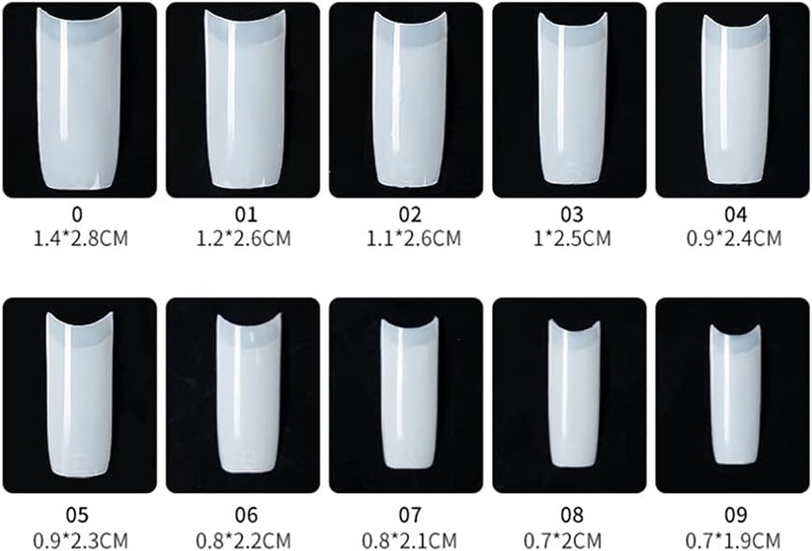 ANCLLO 100 Pieces Natural Gel Nail Shape Full Cover Dual Nail System Shapes C Curve Nail Shape Nail Extension Tips Nail Art Manicure Tools image number 5