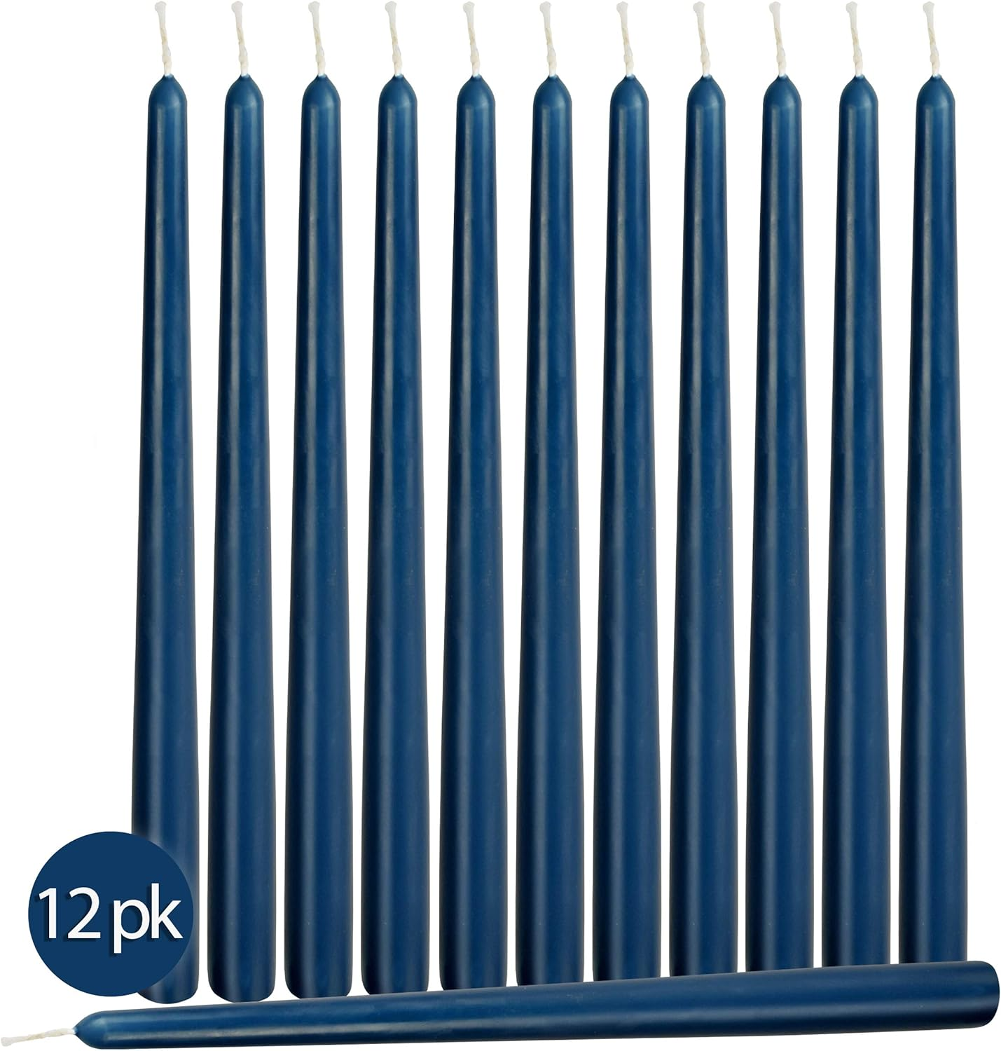 Hyoola 12 Pack Tall Taper Candles - 10 Inch Midnight Blue Dripless, Unscented Dinner Candle - Paraffin Wax with Cotton Wicks - 8 Hour Burn Time image number 4