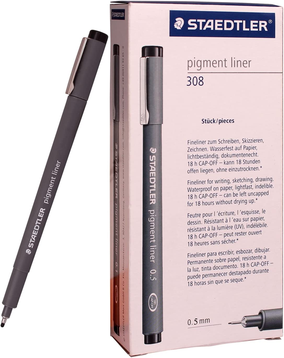Staedtler Pigment Liner 0.5 Mm Black [Pack of 10] image number 2