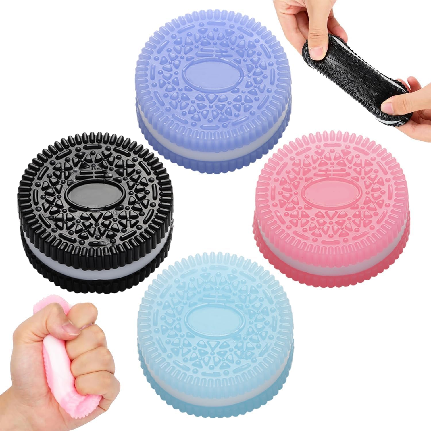 2-Pack Stress Relief Toy, Silicone Taba Squishy Toy, Ultra-Soft Squeeze Toys, Decompression Toy, Decompression Venting Toy, Perfect for Stress and Anxiety Relaxing Toy (Black+Pink)