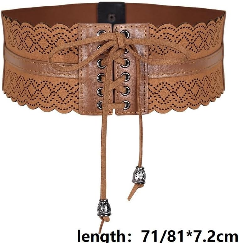 Darkness Costume Belts for Women Wide Elastic Waist Cinch Belts Lace-Up Corset Belts image number 4