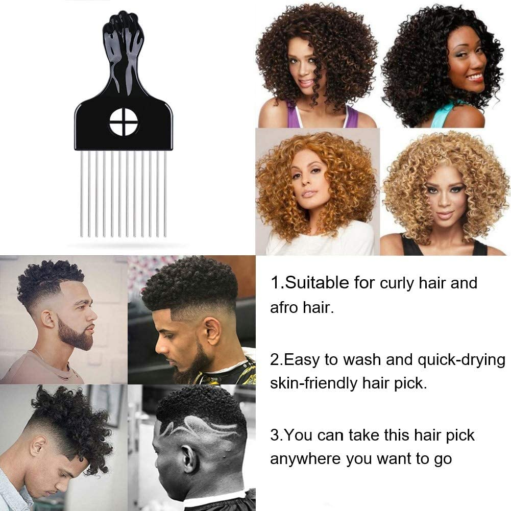 Hair Picks - Black Metal Afro Combs for Hair Styling, Fist Pick for Women and Men image number 4
