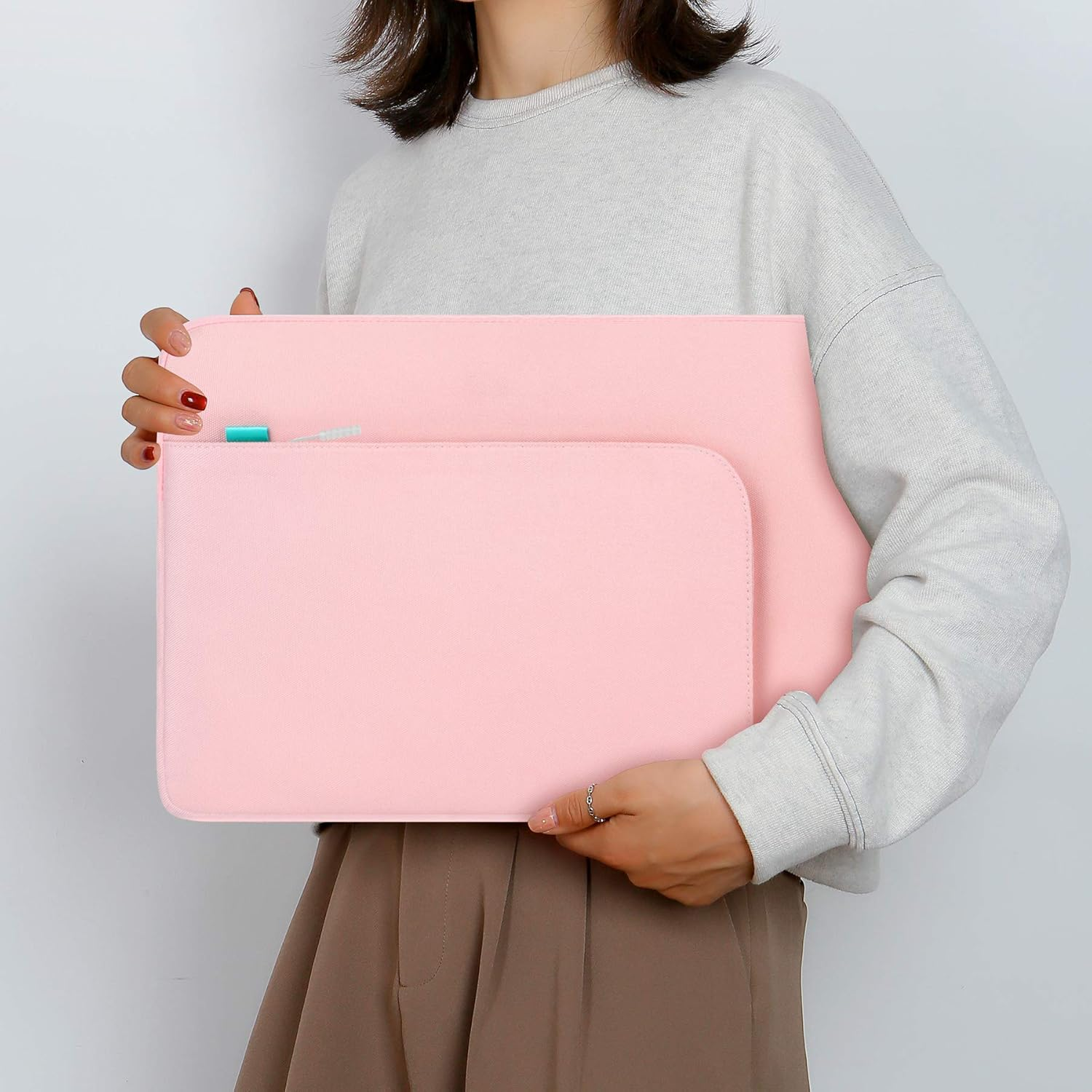 Lacdo 15.6 Inch Laptop Sleeve Case for 15.6" Acer Aspire/Nitro/Predator, Lenovo Ideapad 3, Zenbook Vivobook 15, HP Pavilion 15, Dell Inspiron 15, MSI GL65 Computer Bag with Accessory Pocket, Pink image number 1