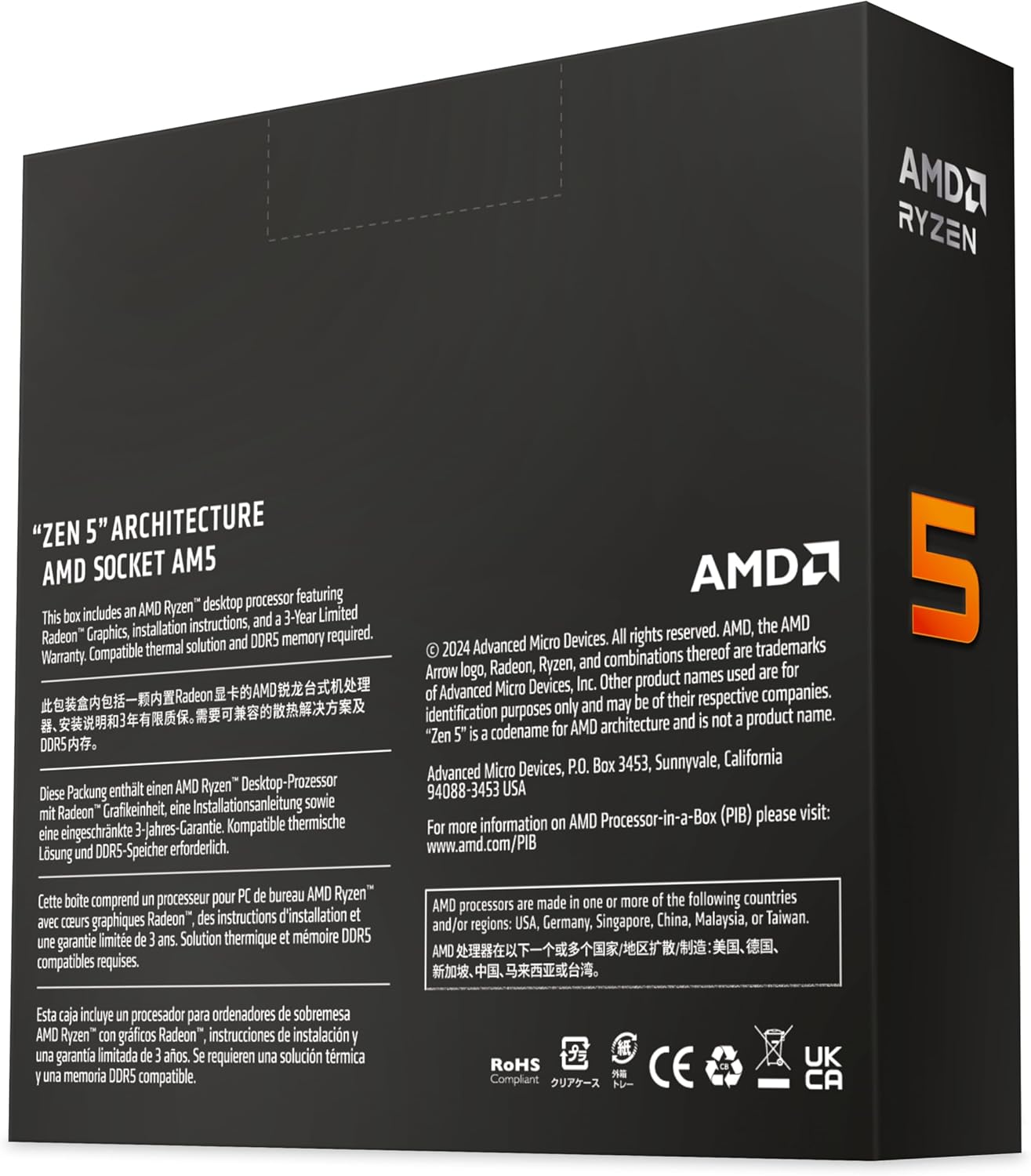 AMD Ryzen&trade; 5 9600X 6-Core, 12-Thread Unlocked Desktop Processor image number 4