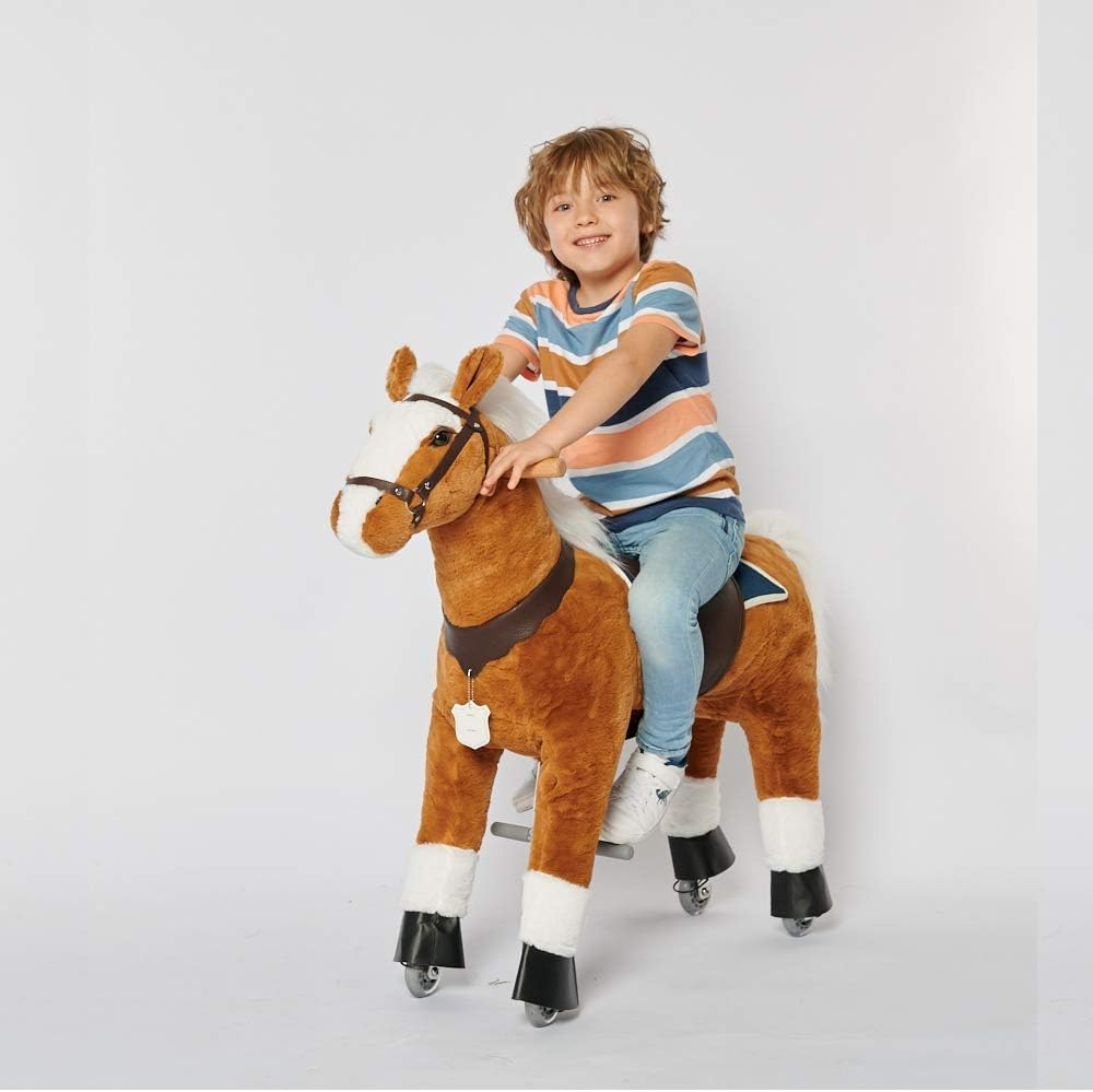 UFREE Horse, Action Pony, Ride on Toy, Small Moving Rocking Horse, Giddyup, Go Go, Pony 29" Unique Age 3-6 Years(Mane&Tail Color: White)