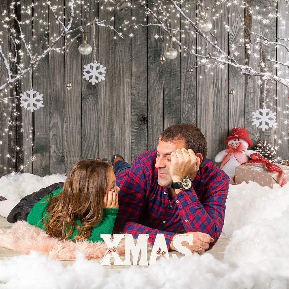 LYWYGG 10X10FT Christmas Backdrop Snow Floor Photo Backgrounds Wooden Wall Photography Backdrops for Child CP-70-1010 image number 3