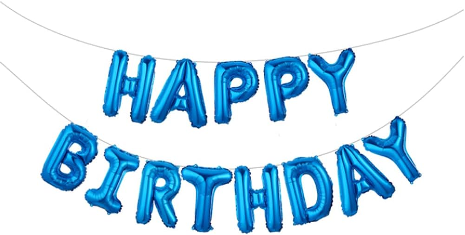Haobase Happy Birthday Balloons Banner Aluminum Foil Letters for Birthday Party Decoration (Blue) image number 1