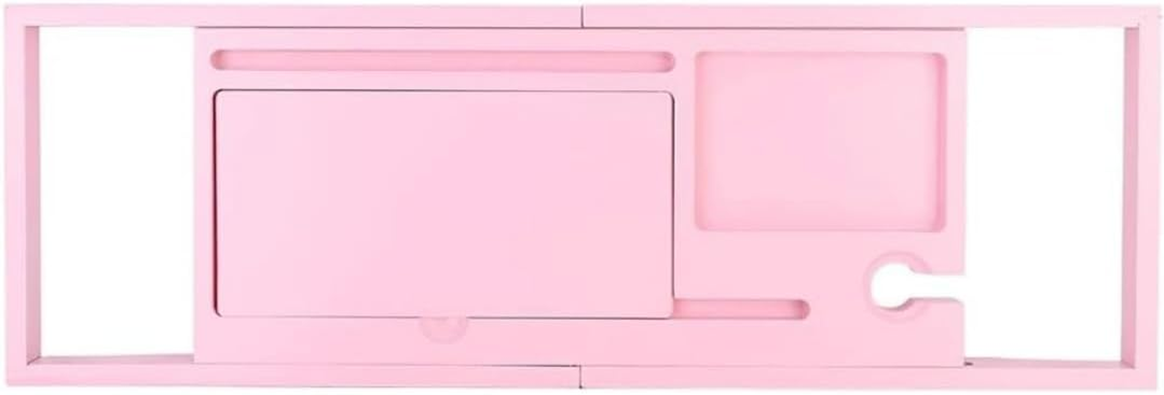 Bathtub Caddy Tray, Extendable Bath Organiser with Book Rest, Pink Bath Shelf image number 2