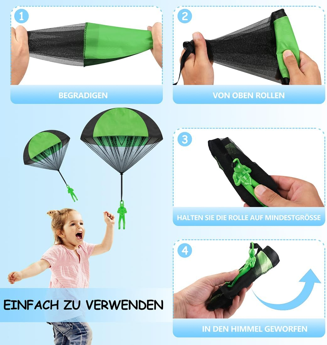 Children'S Parachute Toy, Pack of 10 Parachute Toy, Hand Throw, Army Men Parachute Toy, Exciting Outdoor Flight Toy for Children and Adults, Airland Heroes image number 1