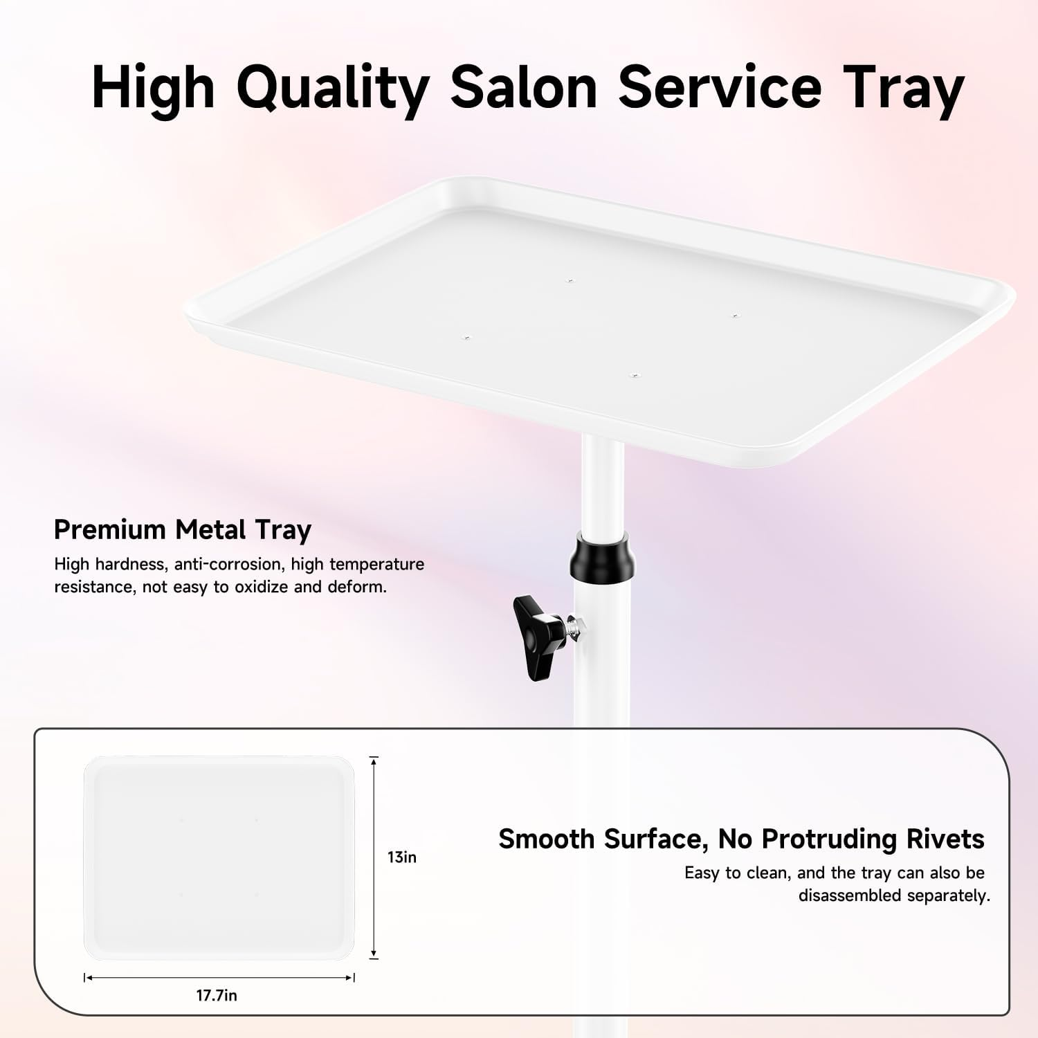 Premium Salon Trolley on Wheels - Rolling Cart for Tattoo, Hairdresser, Spa Clinic Storage - White - Black image number 3