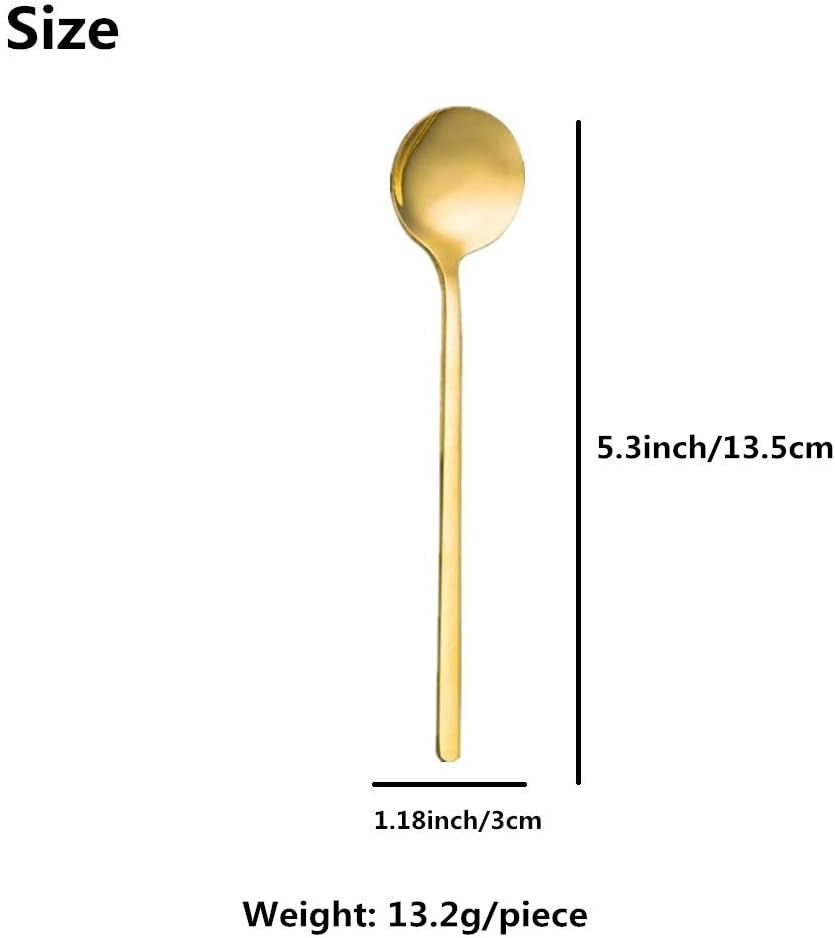 10 Pack Espresso Spoons, Gold Plated Stainless Steel Mini Teaspoons Set for Coffee Sugar Dessert Cake Ice Cream Soup Antipasto Cappuccino,5.3 Inch image number 5