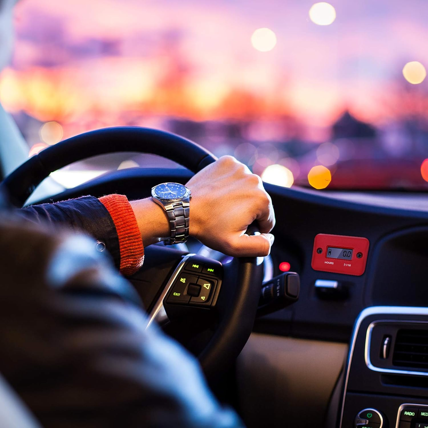 4 Pieces Hour Meters for Small Engines Inductive Digital Engine Meter Automatically Shutdown Tachometers Small Hour Tachometers for Motorcycle Lawn Mower Generator Chainsaws (Red)