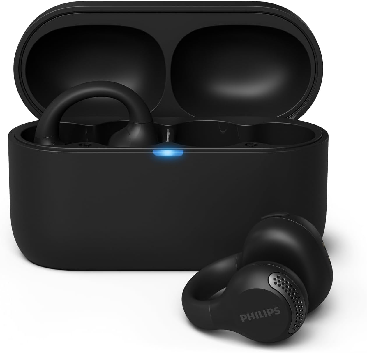 Philips Q2000 Clip on True Wireless Earbuds, Open Ear Bluetooth 5.4 Headphones, up to 28H Playtime, Clear Calls, Multipoint Connection, IPX4 Sweat-Resistant, Lightweight Comfort, Black image number 1
