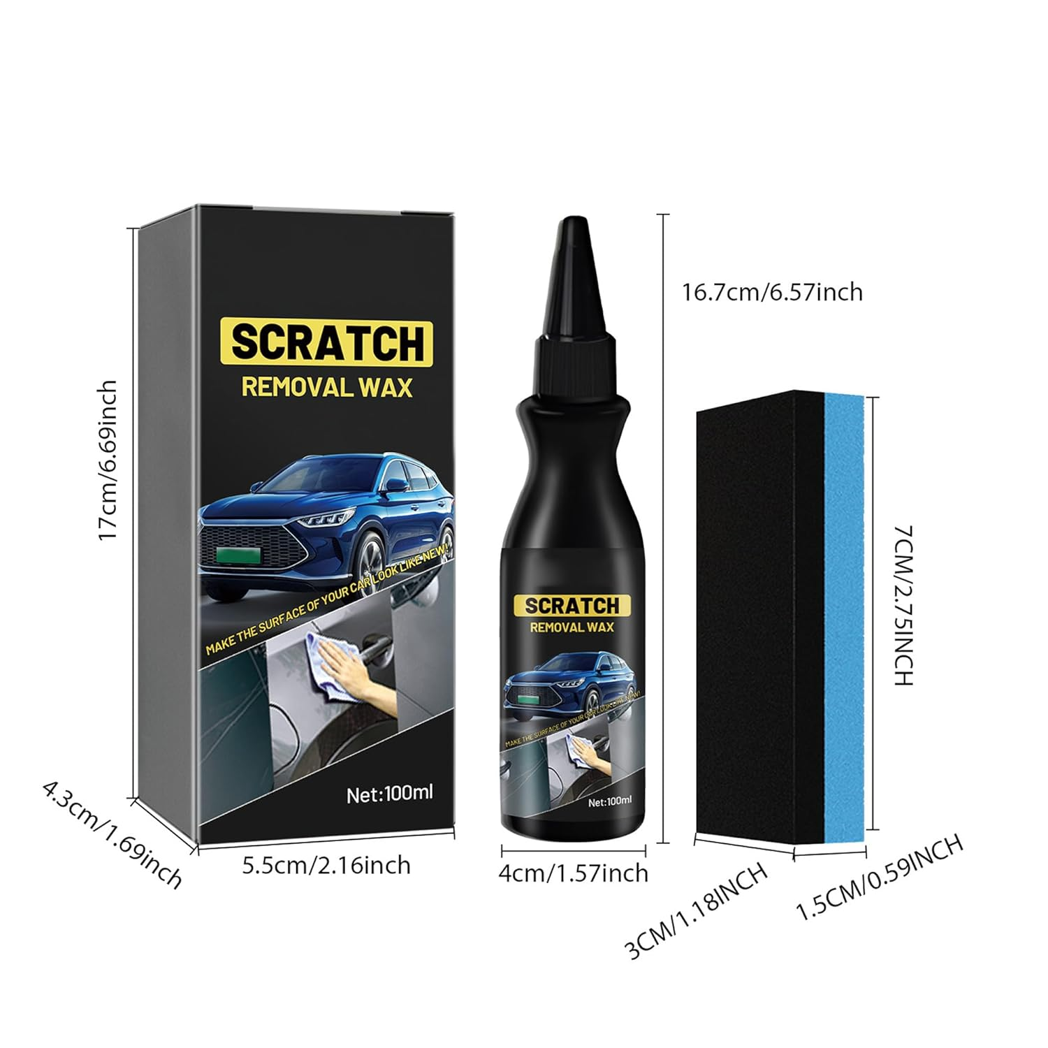 Emesak Quick Scratch Remover for Cars, Upgraded Scratch Remover for Vehicles, Car Paint Scratch Repair Kit, Car Scratch Repair with Sponge for Deep Scratches image number 3