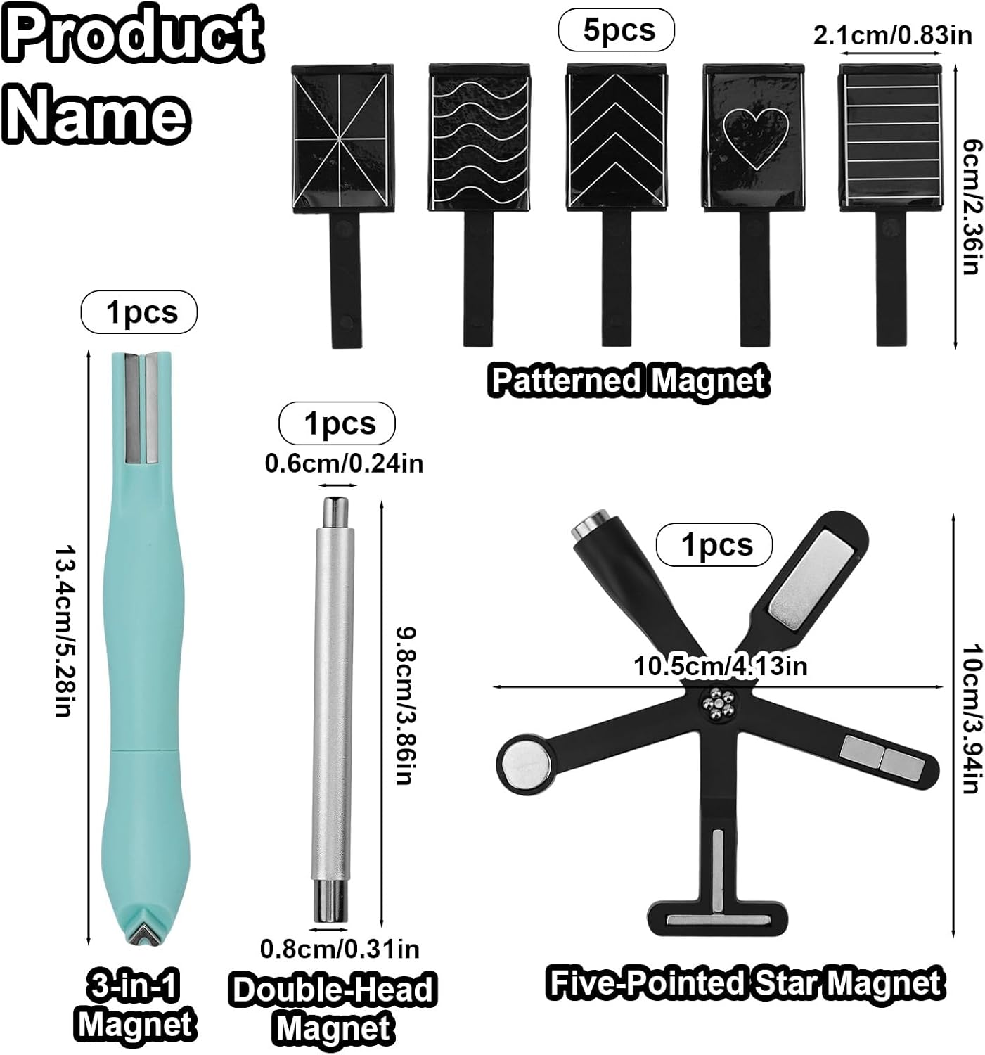 8 Pcs Cat Eye Magnet Set, 3-In-1 & 6-In-1 Magnet Double-Headed Magnetic Pen with Steel Ball Multifunctional Manicure Design Cat Eye Magnetic Tool for Home DIY Salon Studio (Green) image number 1