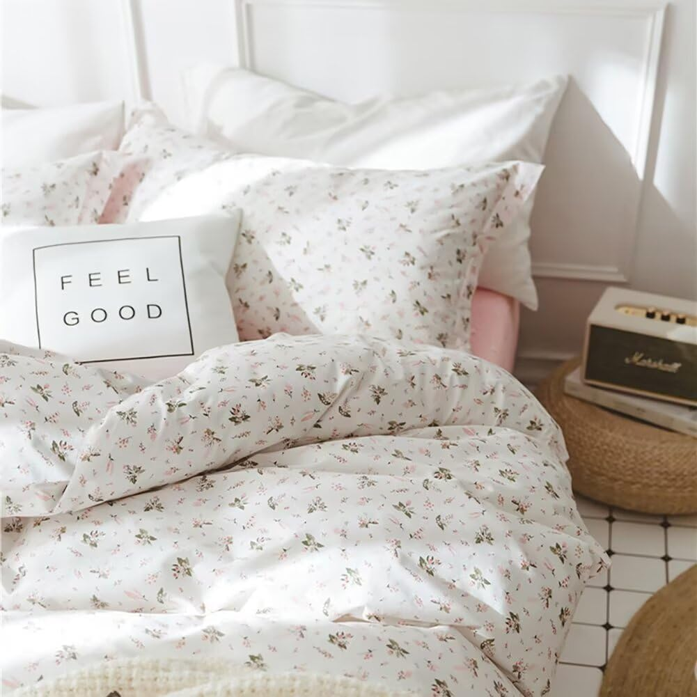 Full Comforter Set White Pink Floral Comforter Set Garden Style Flowers Bedding Comforter Set 3 Pieces Floral Bedding Sets for All Seasons Vintage Botanical Flowers Comforter with 2 Pillowcases image number 3