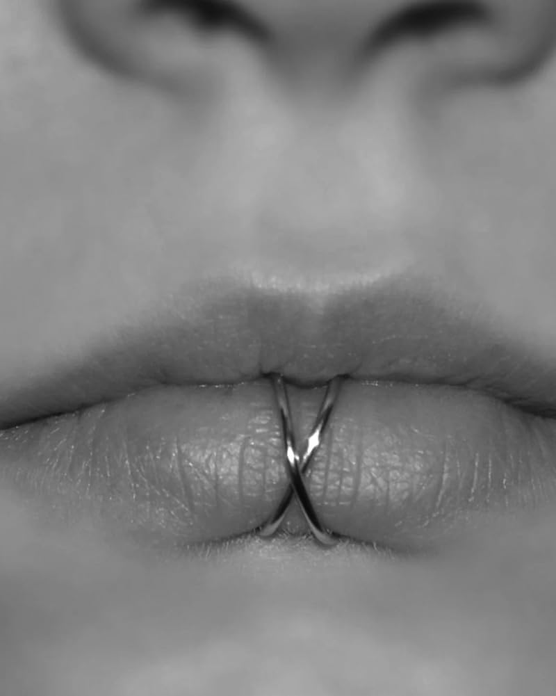 QWALIT Fake Lip Piercing Fake Lip Ring Fake Nose Ring Fake Snake Bites Fake Nose Piercing Faux Lip Rings Fake Snake Bite Piercing Clip Lip Ring Ear Cuff Earrings image number 6